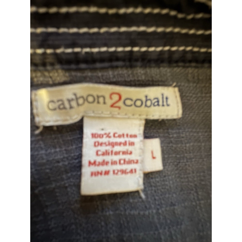 2 Carbon2Cobalt Men's Cotton Button Down Shirts Blue Textured Casual L - Picture 4 of 16
